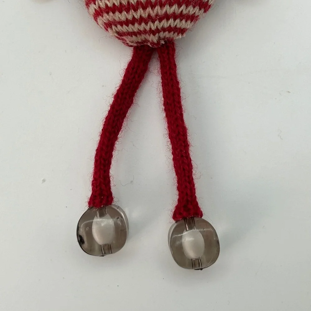 Set of 3 Shelf Sitting Swedish Christmas‎ Gnomes Knit Hanging Legs Beaded Feet